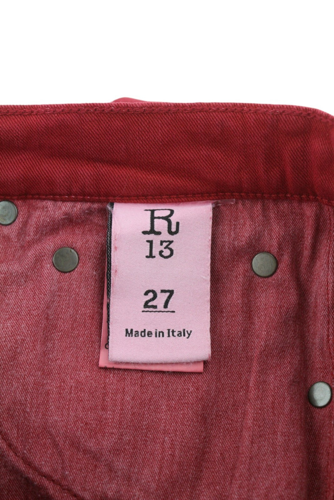 R13 Jane Women Trousers 27 Vivid Red Stretch Slim Straight Fitted RRP595