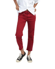 R13 Boy Straight Women Trousers 27 Vivid Red Stretch Cropped Ankle Zip RRP499