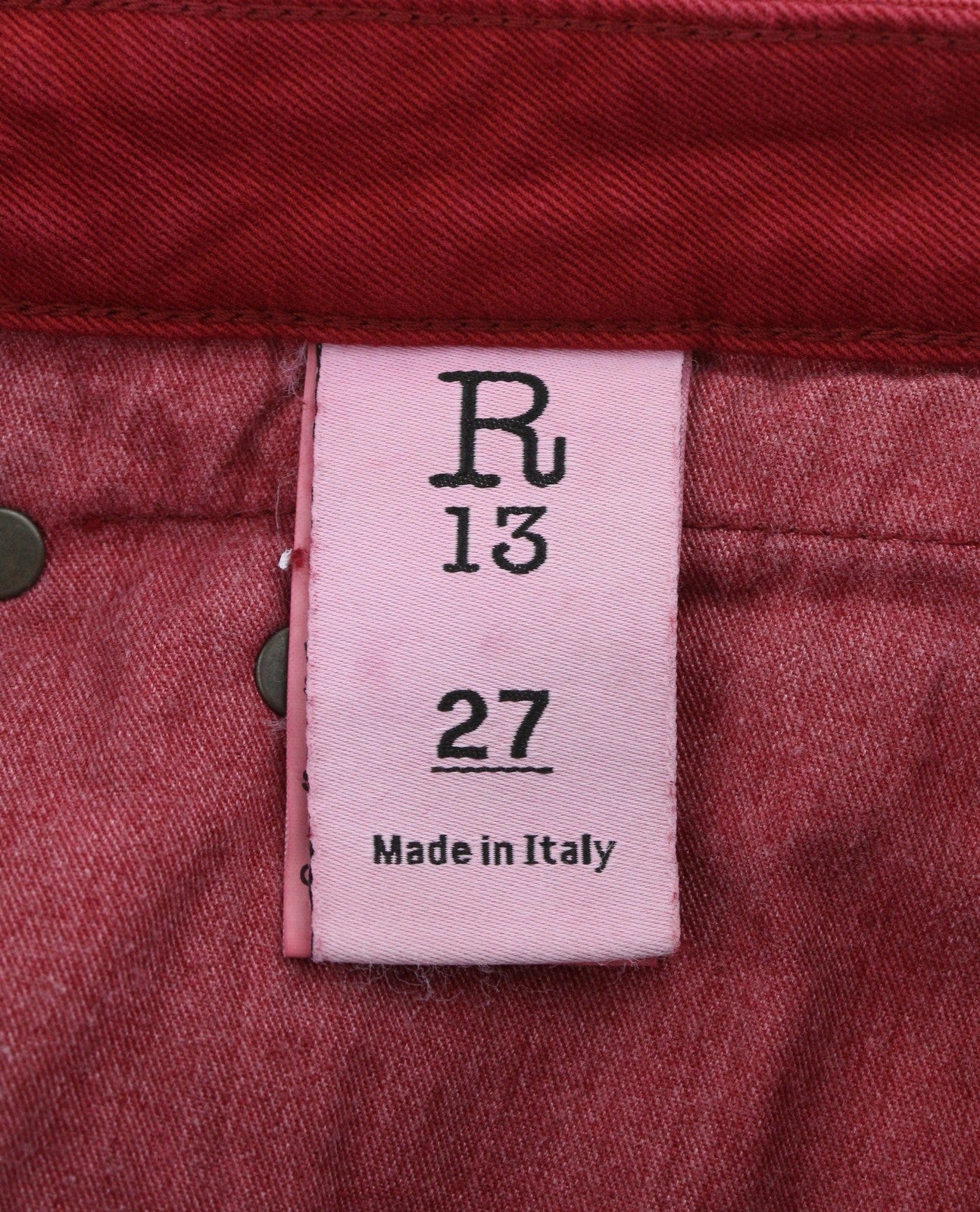 R13 Boy Straight Women Trousers 27 Vivid Red Stretch Cropped Ankle Zip RRP499