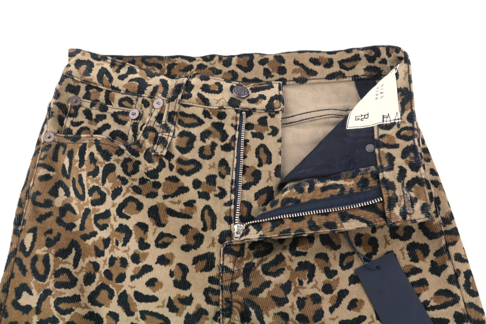 R13 High Rise Skinny Women Trousers W29 Leopard Corduroy Brown Zip Fly