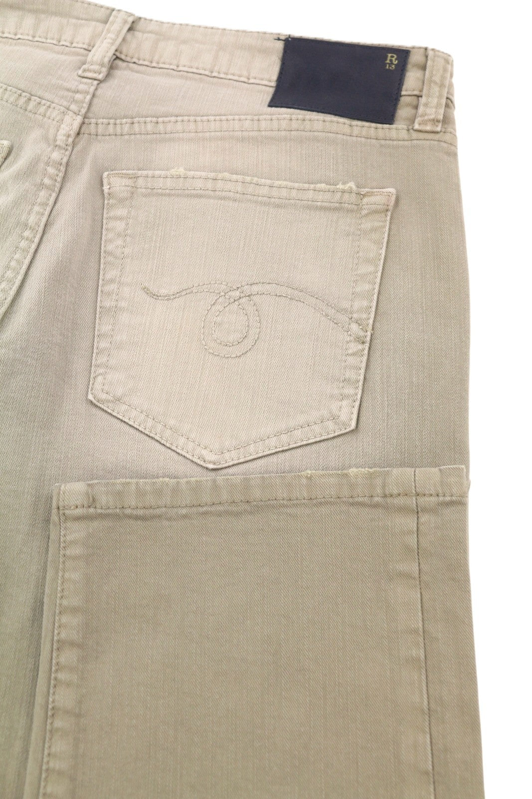 R13 Boy Straight Women Jeans 27 Pebble Stretch Cropped Ankle Denim RRP695