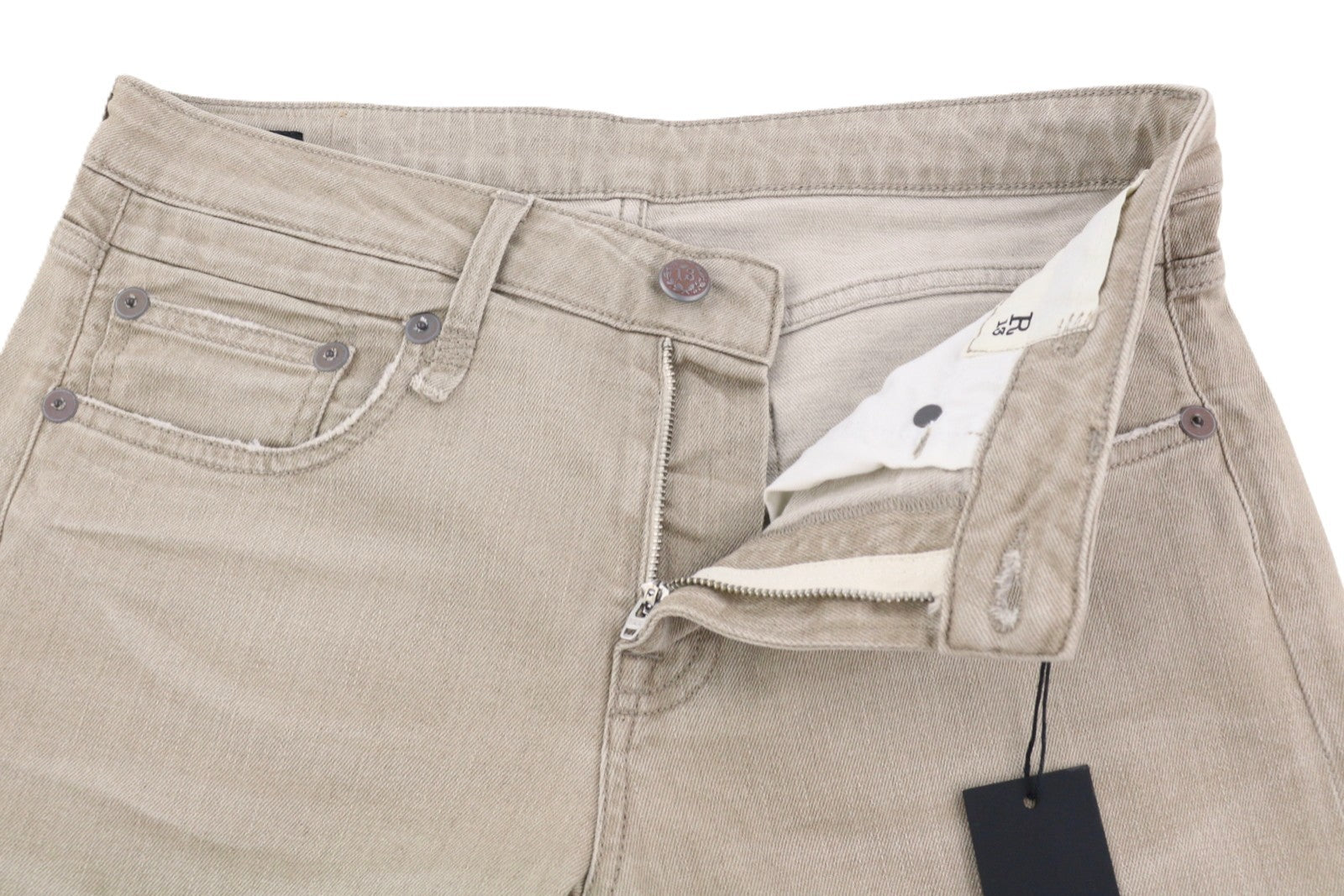 R13 Boy Straight Women Jeans 27 Sand Stretch Cropped Ankle Washed Brown RRP549