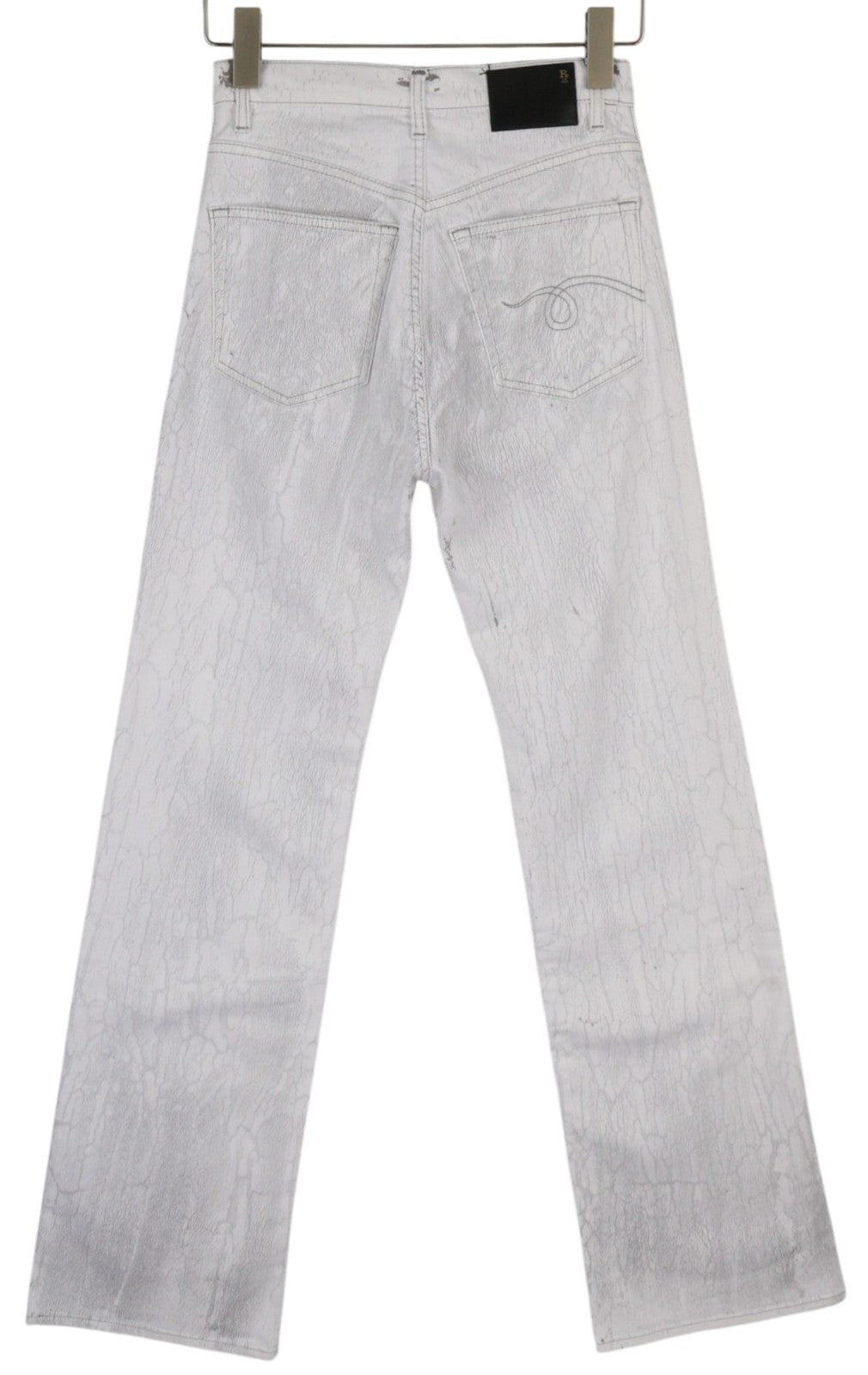 R13 Jane Women Jeans 26 Crackled Grey Stretch Slim Straight Long RRP870