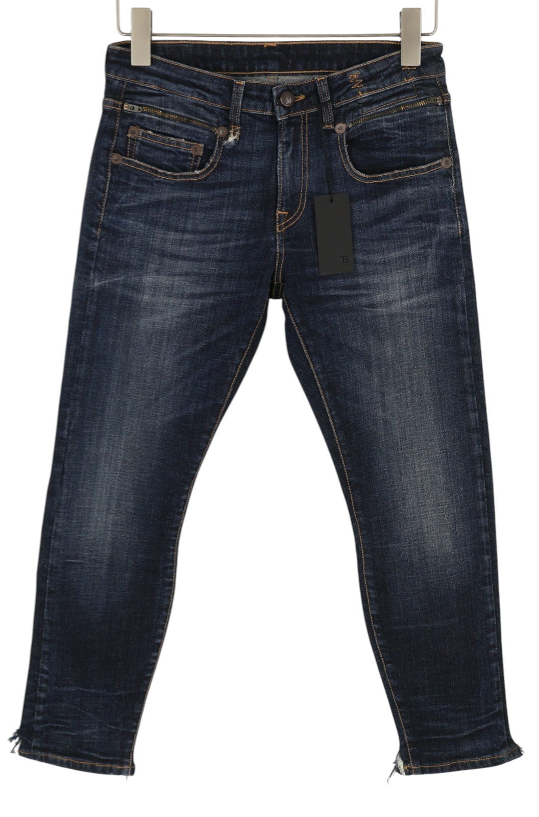 R13 Biker Boy Women Jeans 27 Howell Indigo Cropped Ankle Skinny Faded Blue