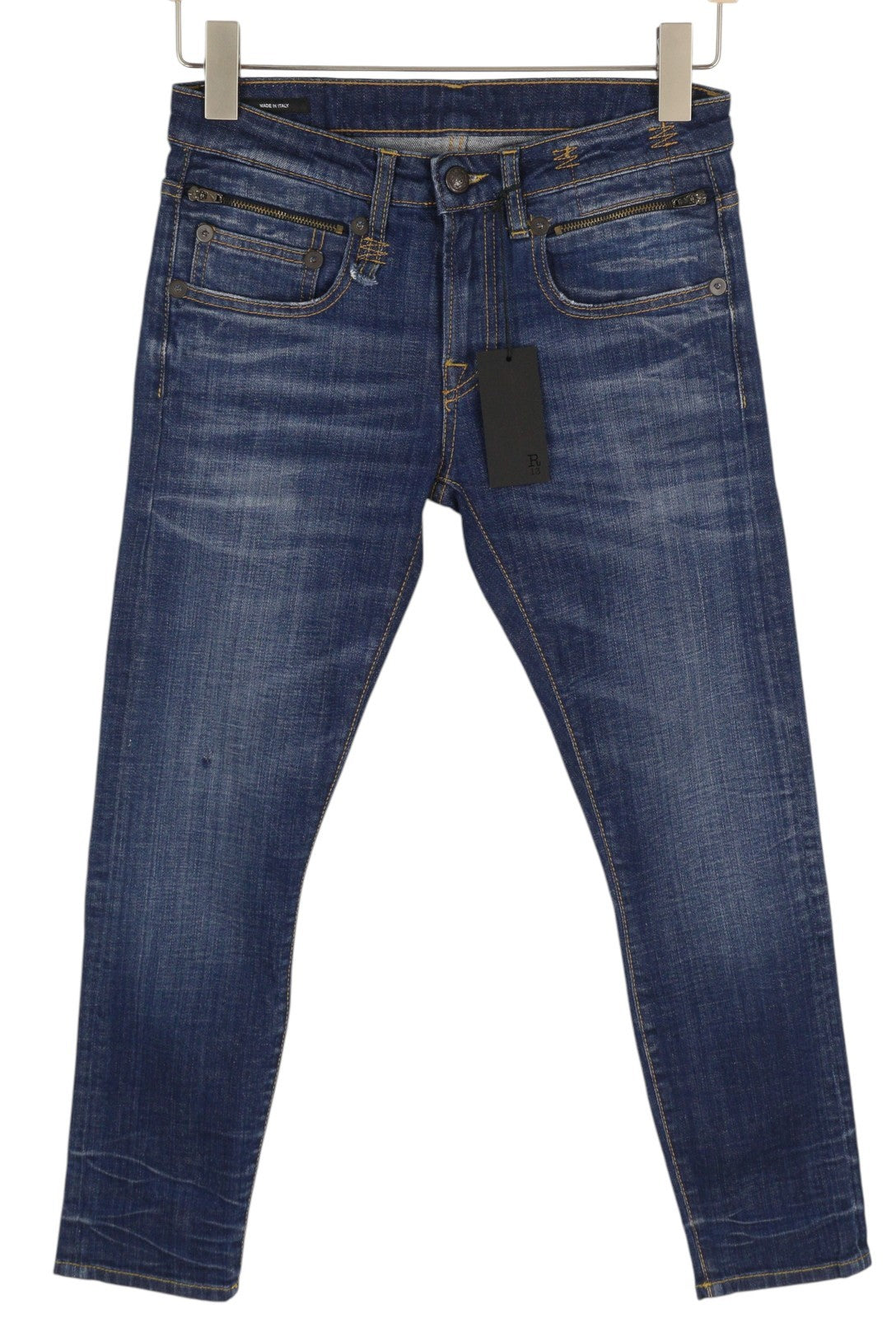 R13 Biker Boy Women Jeans 26 Howell Indigo Cropped Ankle Skinny Faded Blue