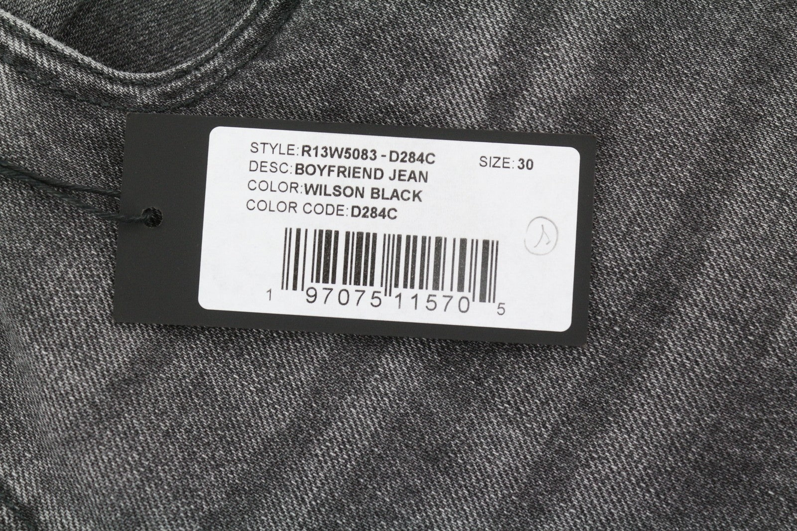 R13 Boyfriend Women Jeans 30 Wilson Black Faded Cropped Ankle Relaxed Denim