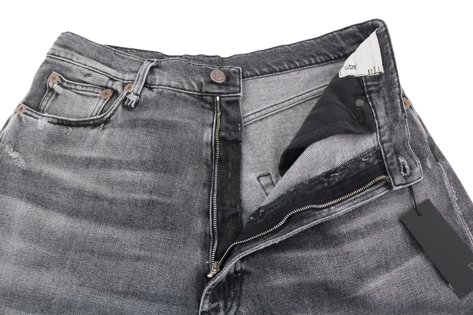 R13 Jennie Tapered Women Jeans 27 Vintage Grey Faded Ripped Distress RRP540