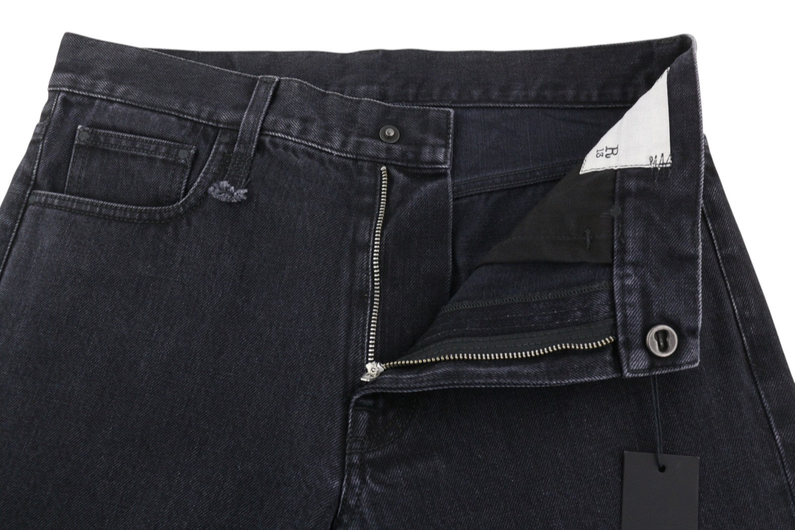 R13 Slim BF Women Jeans 27 Onyx Black Cropped Ankle Zip Fly Dark Denim