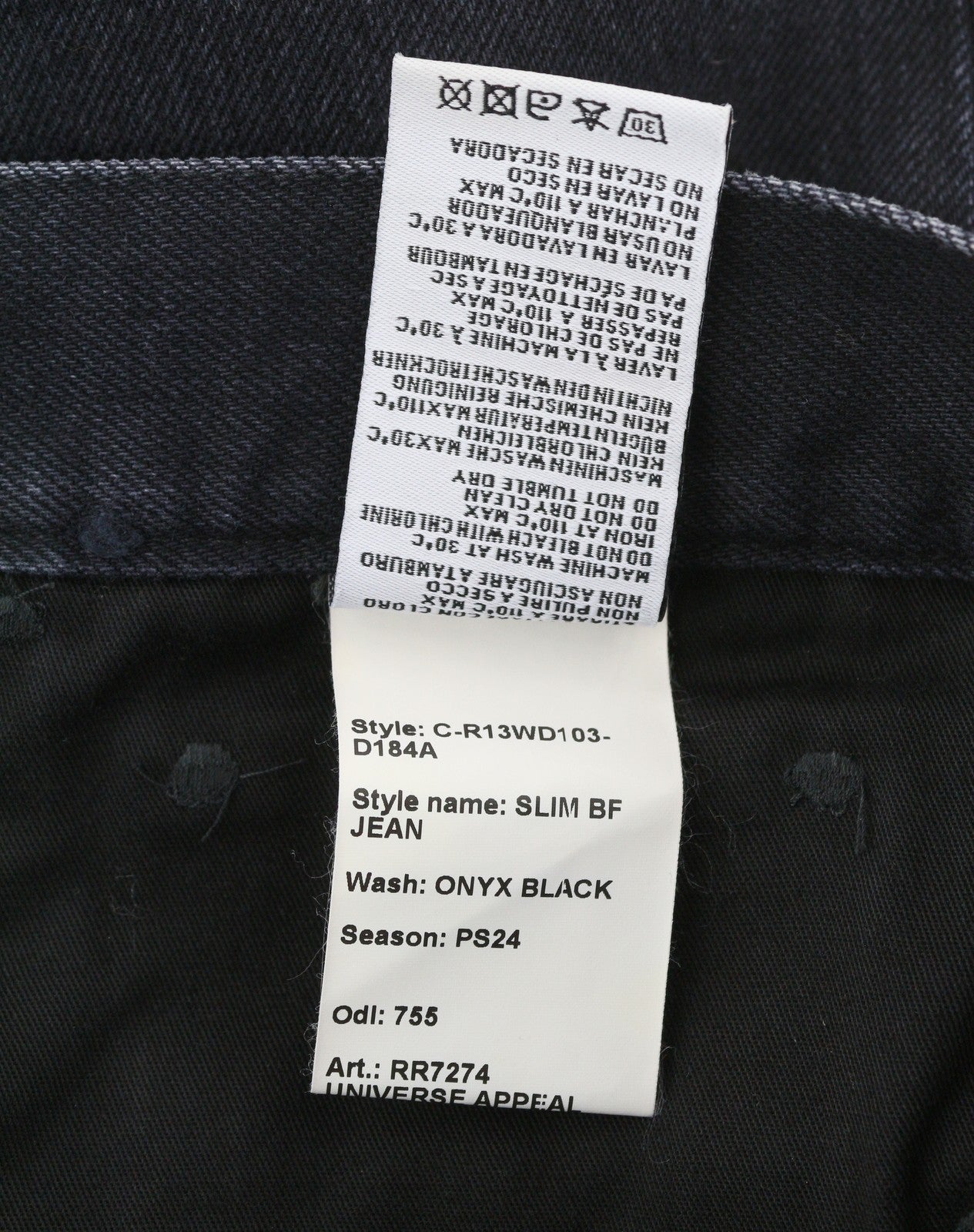 R13 Slim BF Women Jeans 27 Onyx Black Cropped Ankle Zip Fly Dark Denim