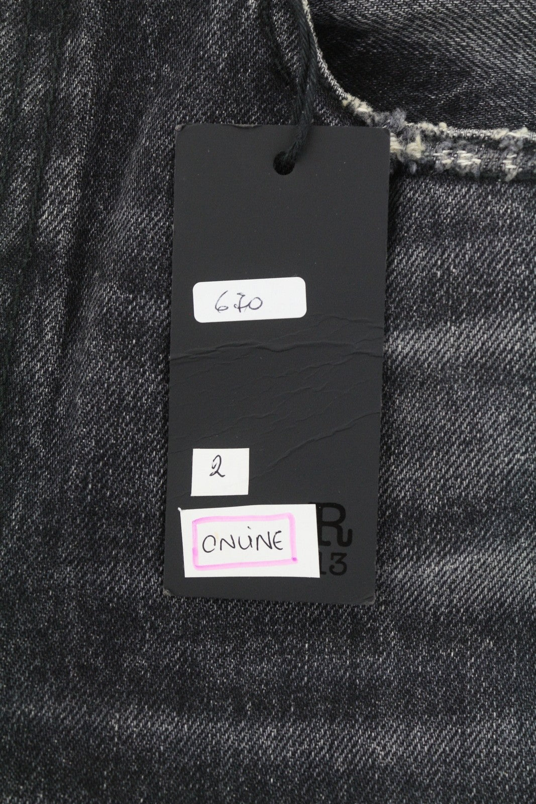 R13 Courtney Slim Women Jeans 27 Everit Black Faded High Waist Straight Fit