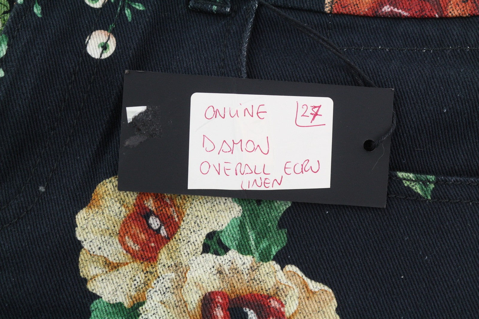 R13 Damon Overall Women Jeans 27 Ecru Linen Tinto Floral Print Cropped Ankle