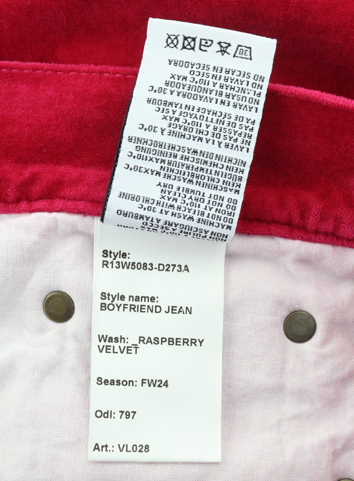 R13 Boyfriend Women Trousers 26 Raspberry Velvet Linen Blend Cropped Ankle Pink