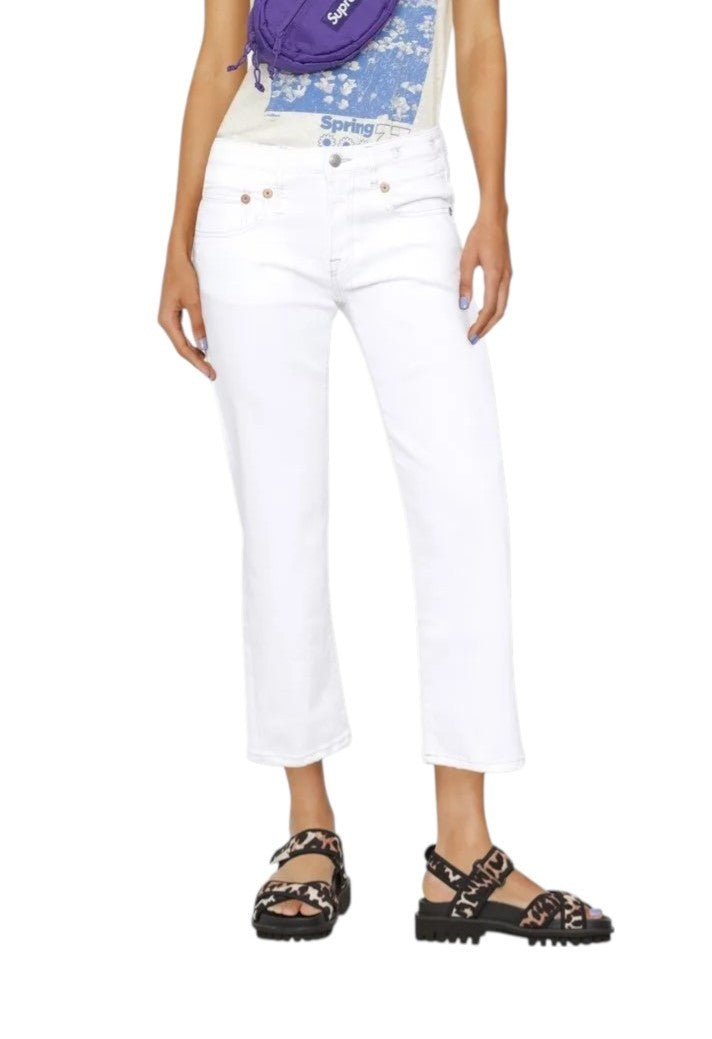 R13 Kick Fit Women Jeans 29 Bale White Slim Flared Cropped Ankle RRP499