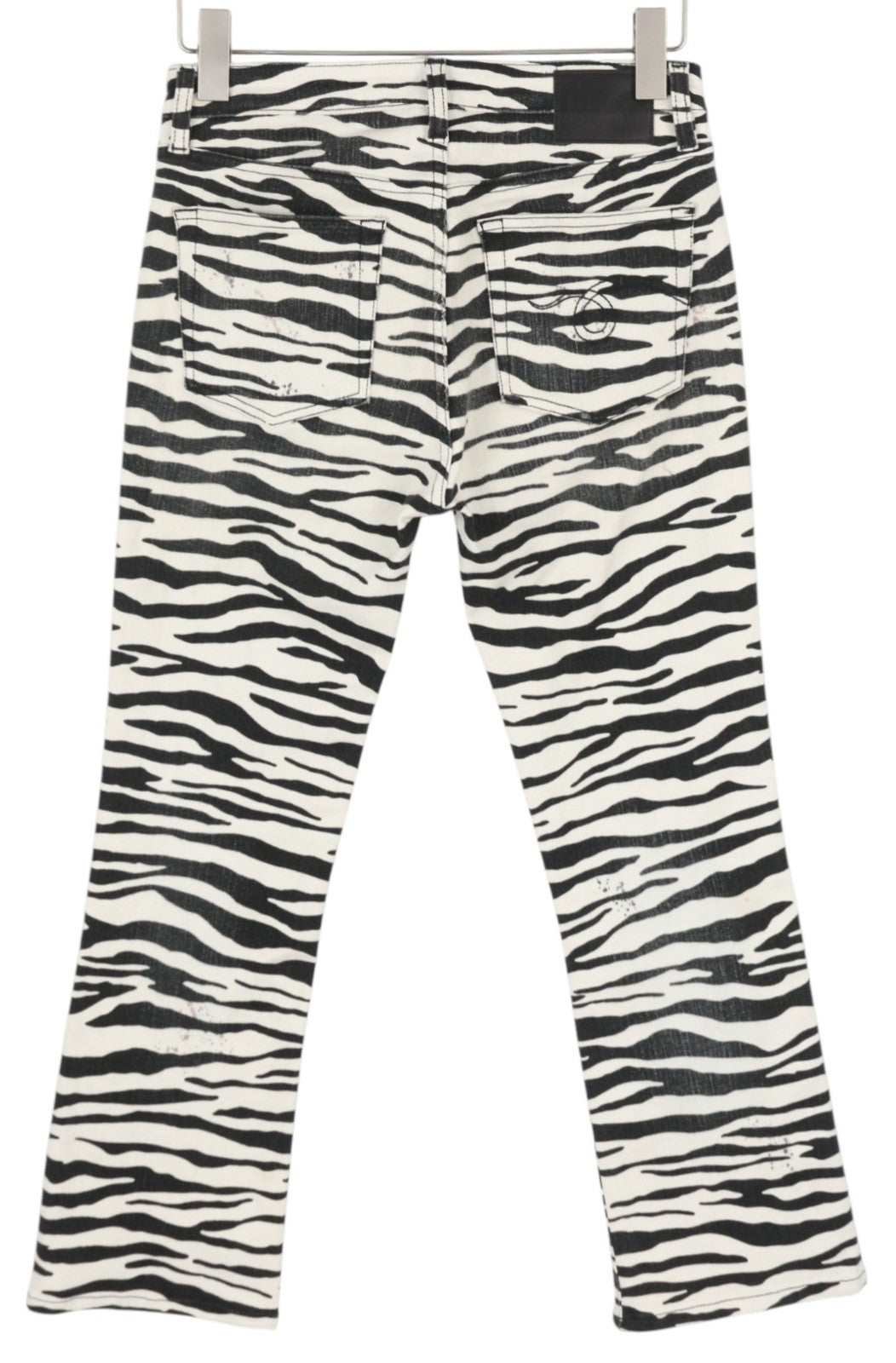 R13 Kick Fit Women Jeans 27 Zebra Print Flared Cropped Ankle RRP499
