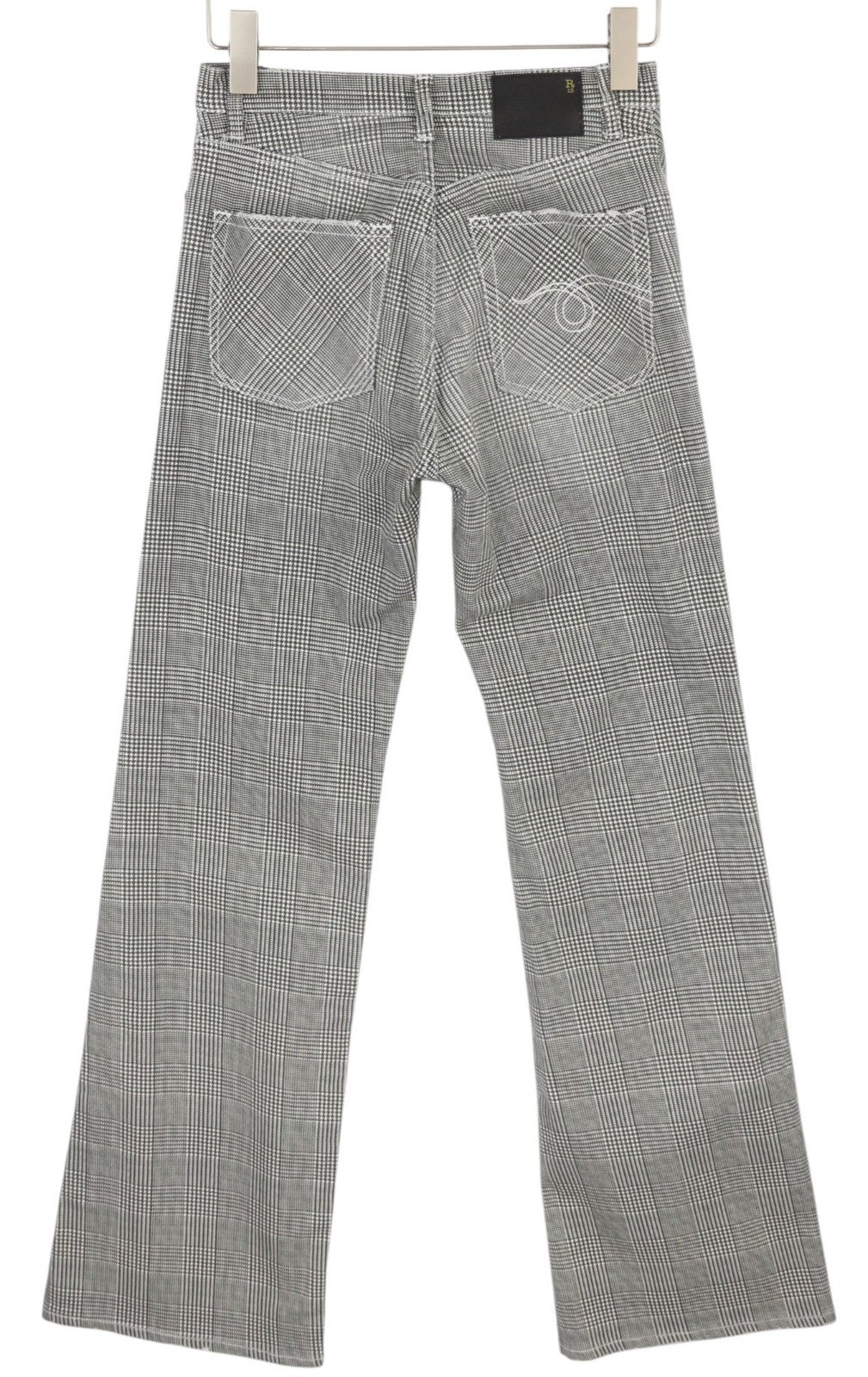 R13 Jane Women Jeans 27 Printed Glen Plaid Stretch Flared Straight Leg RRP699