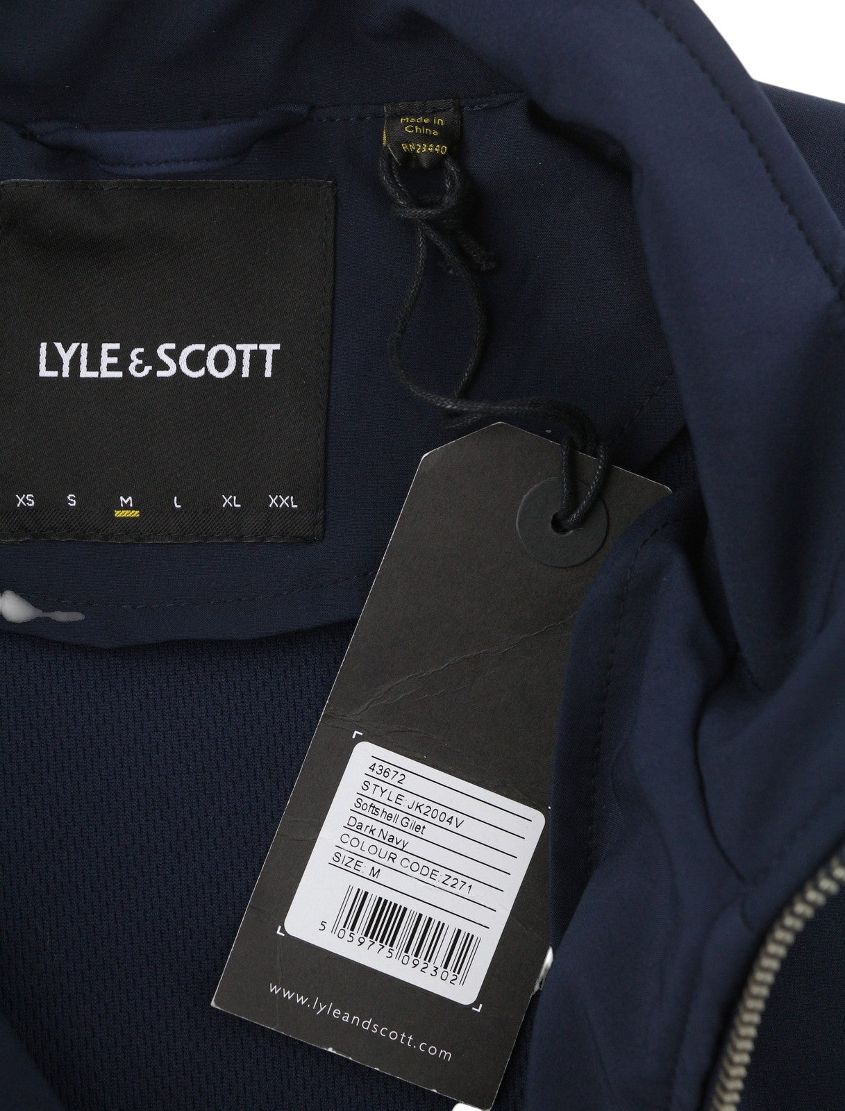 LYLE & SCOTT Men Waistcoat M Dark Blue Soft Shell High Neck Full Zip Lightweight