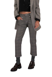 R13 Boy Straight Women Jeans 27 Printed Glen Plaid Cropped Ankle RRP499