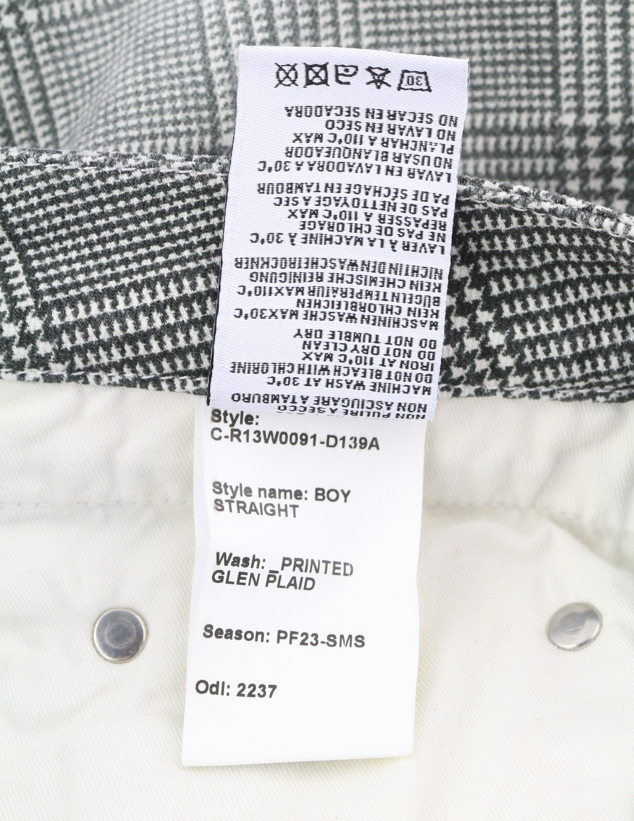 R13 Boy Straight Women Jeans 27 Printed Glen Plaid Cropped Ankle RRP499