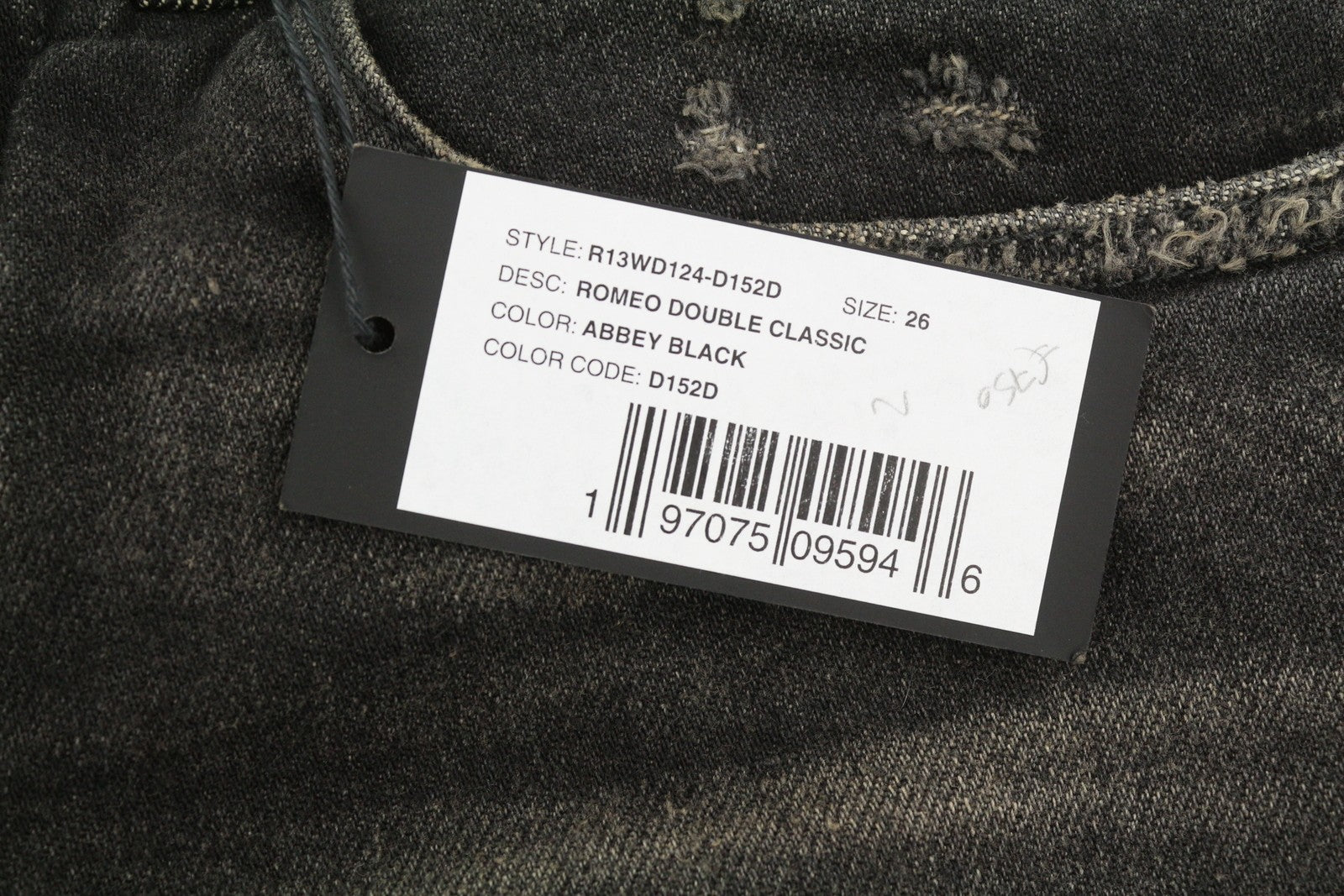 R13 Romeo Double Classic Women Jeans 26 Abbey Black Skirted Straight RRP750