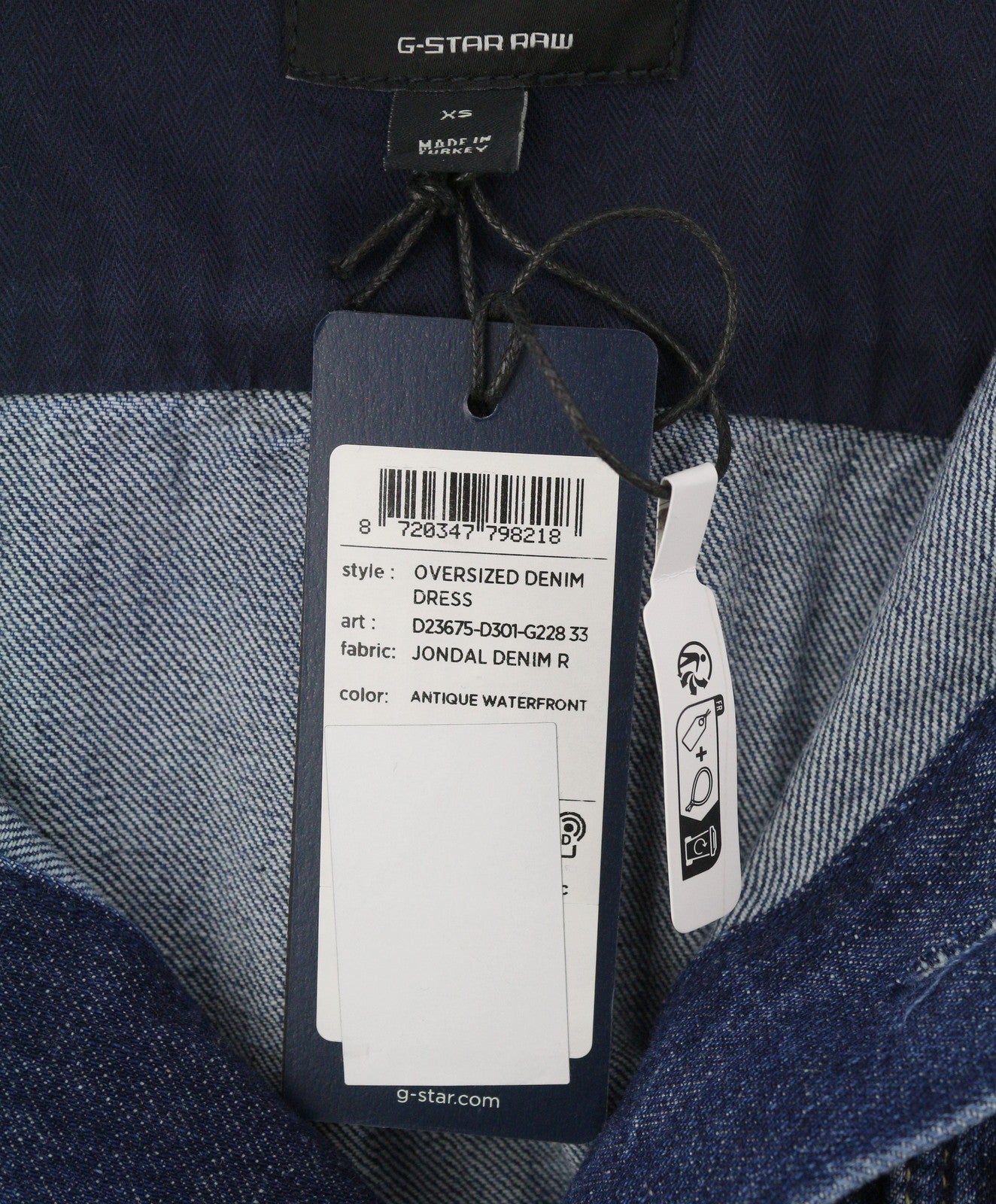 G-STAR Oversized Denim Women Dress XS Blue Denim Patch Pocket Button-Up RRP179