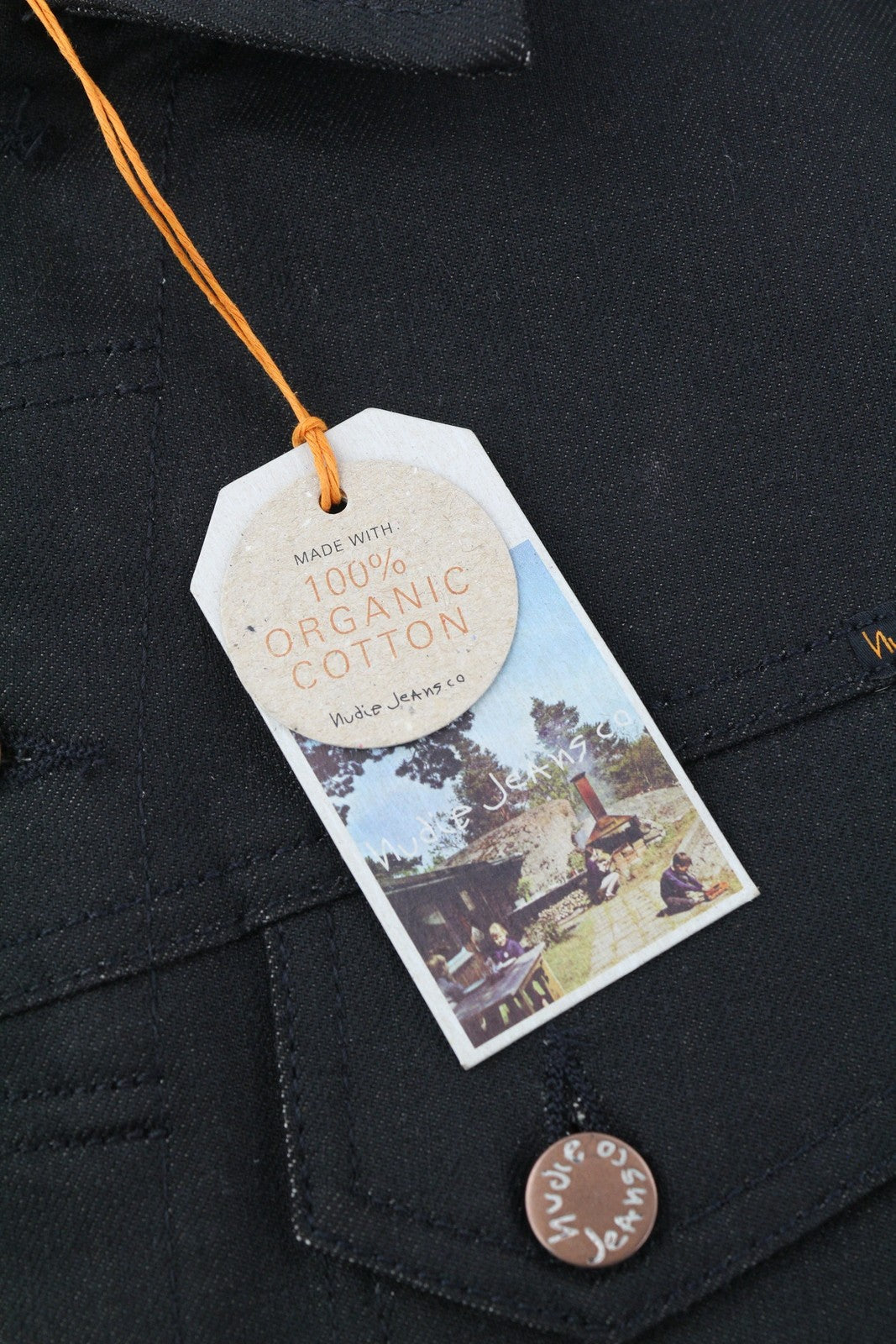 NUDIE JEANS Conny Stretch Men Jacket XS Dry Black Coated Buttoned Denim Unisex