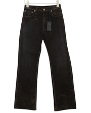 R13 Jean Women Jeans 27 Flocked Brown High Rise Straight Zipper RRP699