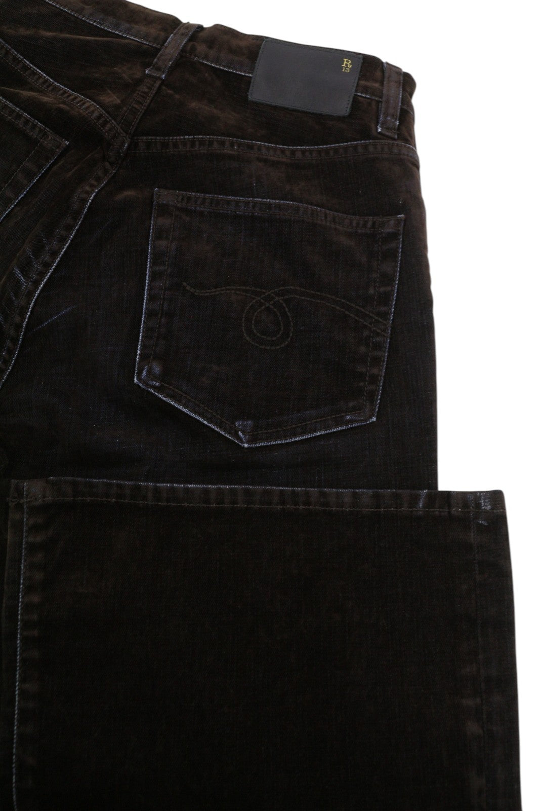 R13 Jean Women Jeans 27 Flocked Brown High Rise Straight Zipper RRP699