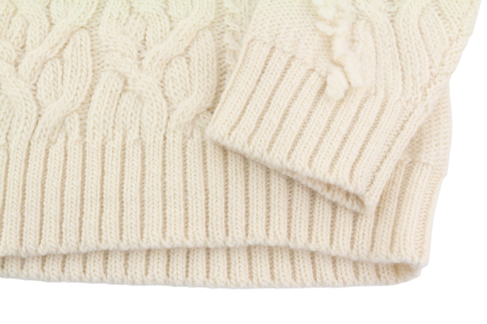 GANT Fringe Cable Turtle Women Jumper L Cream Wool Blend Tight Knit Pullover