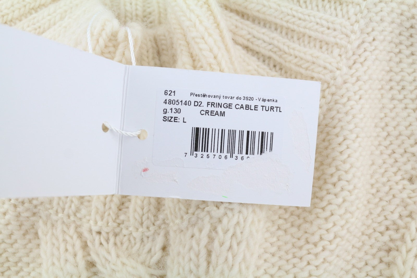 GANT Fringe Cable Turtle Women Jumper L Cream Wool Blend Tight Knit Pullover