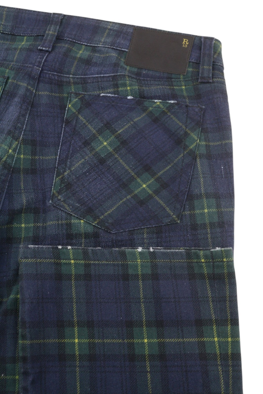 R13 Kick Fit Women Trousers 27 Printed Tartan Slim Straight Ankle RRP599