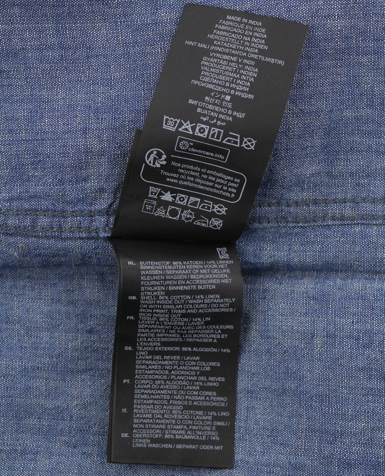 G-STAR Officer BF L/S Women Shirt S Blue Denim Look Linen Blend Button Oversized