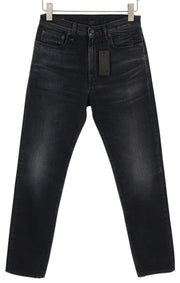 R13 Axl Slim Women Jeans 27 Jake Black Faded Washed Zip Fly Logo Pocket Denim