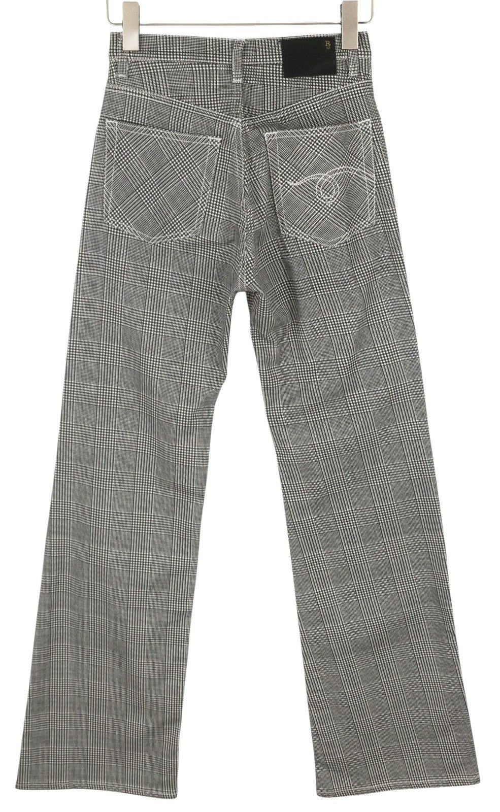 R13 Jane Women Jeans 27 Printed Glen Plaid Stretch Straight Flared Fit RRP699