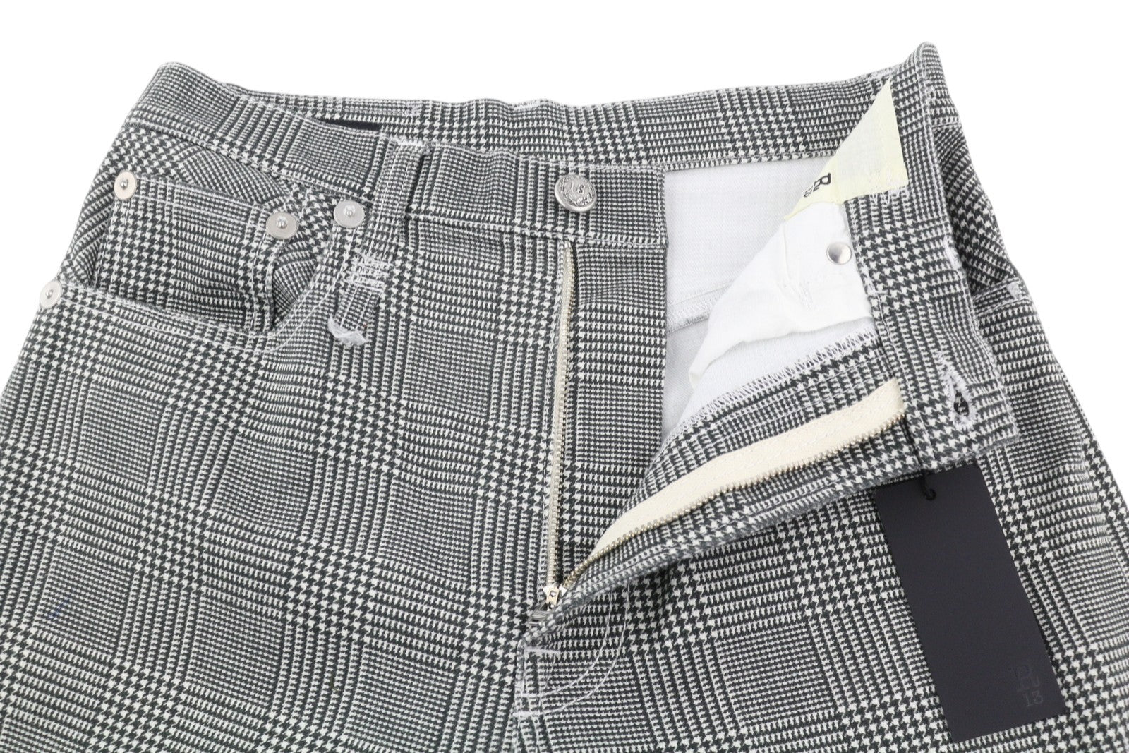 R13 Jane Women Jeans 27 Printed Glen Plaid Stretch Straight Flared Fit RRP699