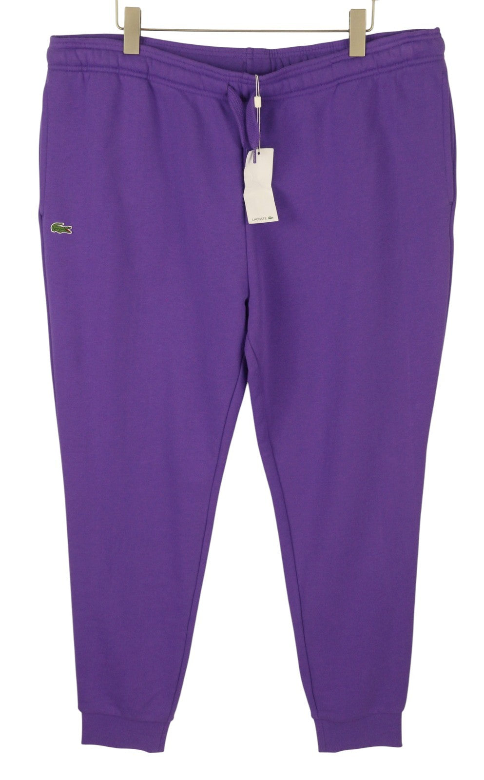 LACOSTE Sport Men Trousers 4XL Purple Tapered Fleece Drawstring Waist Sweatpants