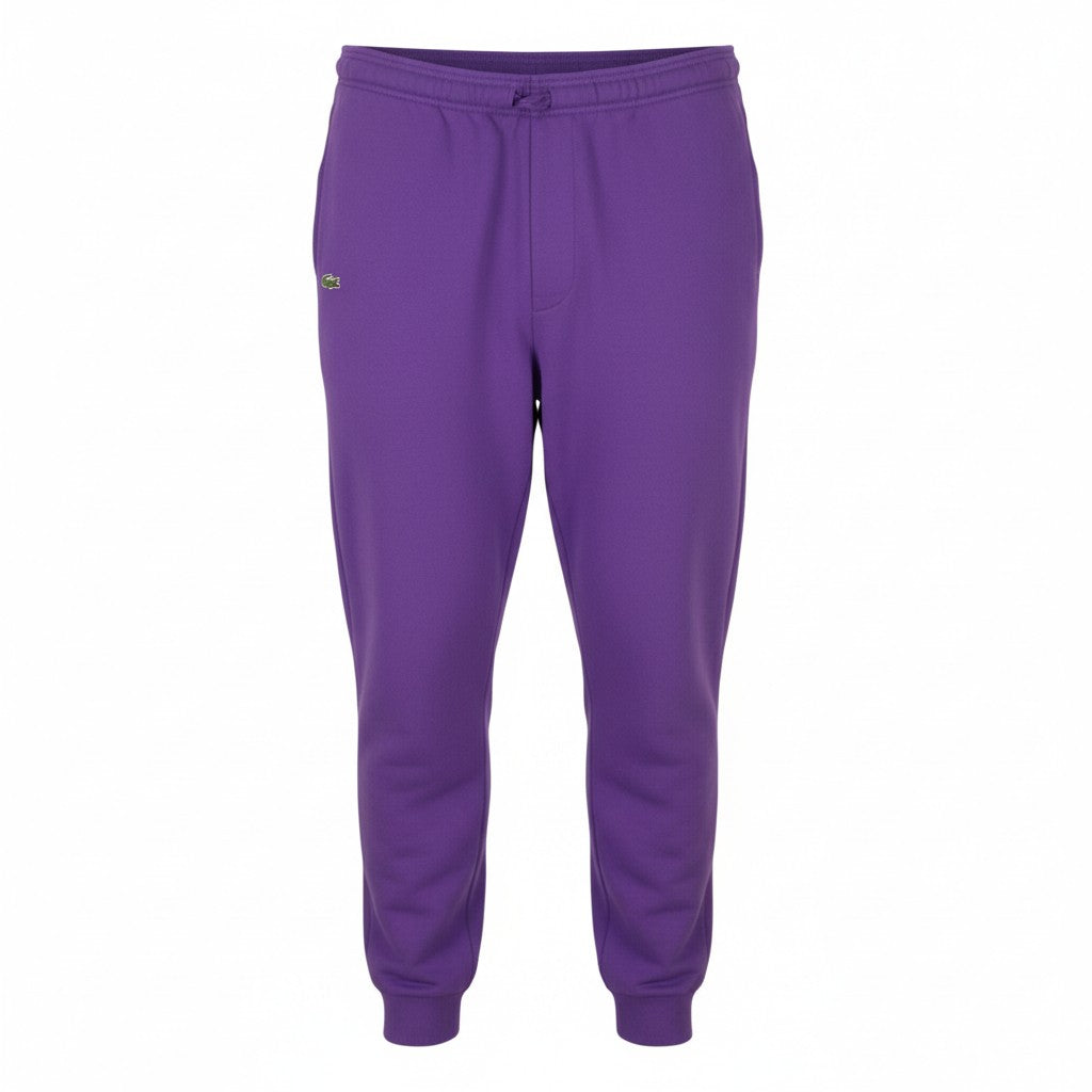 LACOSTE Men Trousers 4XL Purple Tapered Fit Fleece Drawstring Waist Sweatpants