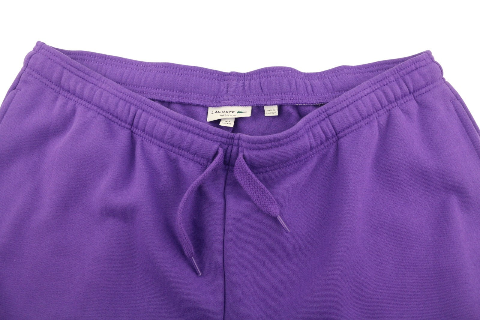 LACOSTE Men Trousers 4XL Purple Tapered Fit Fleece Drawstring Waist Sweatpants