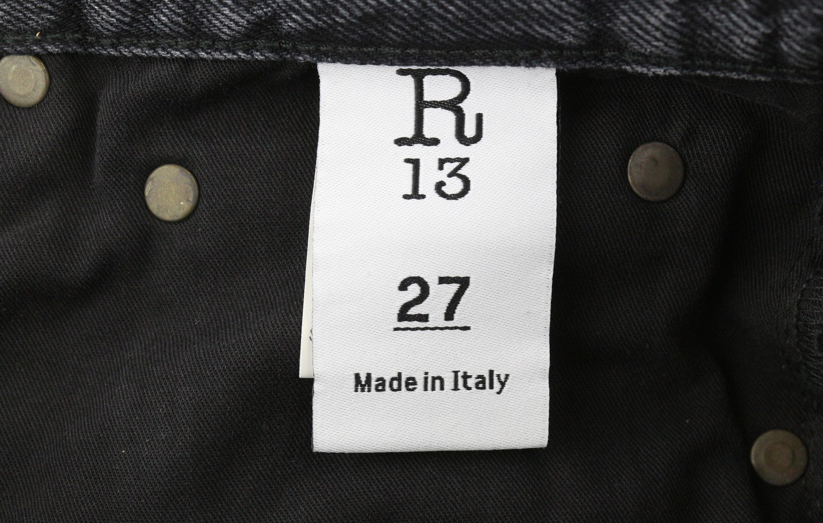 R13 Zip-Off Axl Slim With Leather Legs Women Jeans 27 Stone Black Denim RRP999