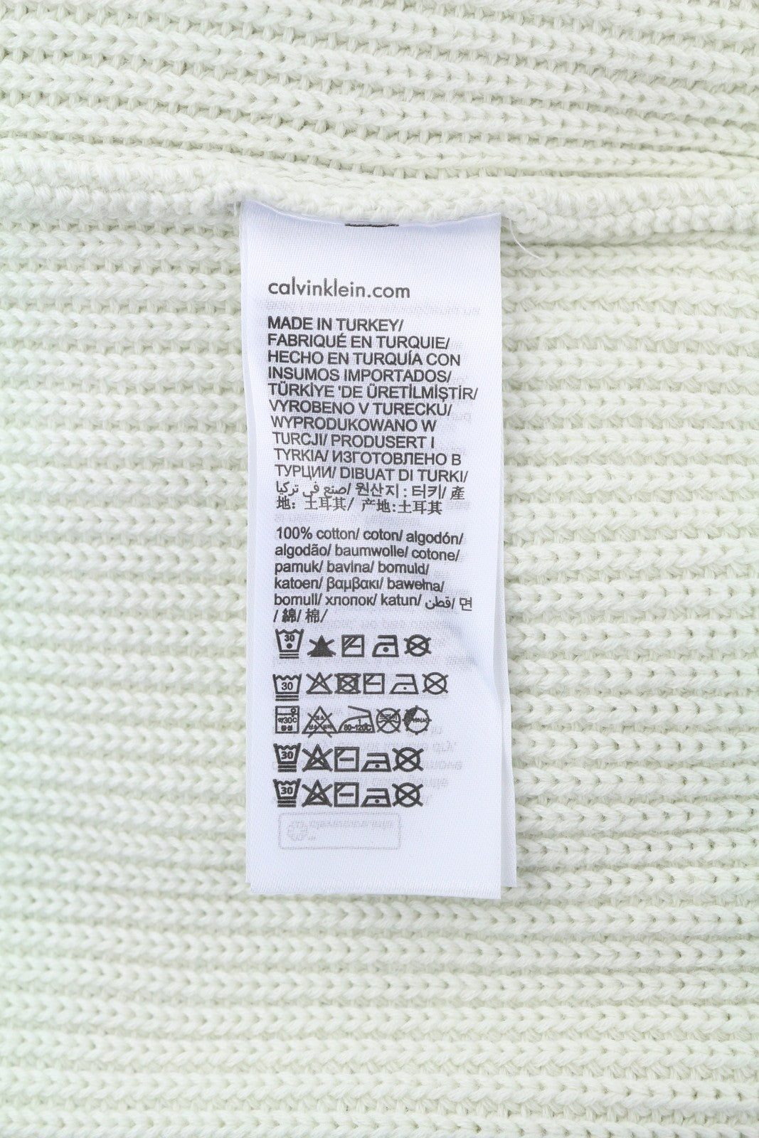 CALVIN KLEIN Stitch Blocking Men Jumper M Off White Stripe Knit Crew Pullover