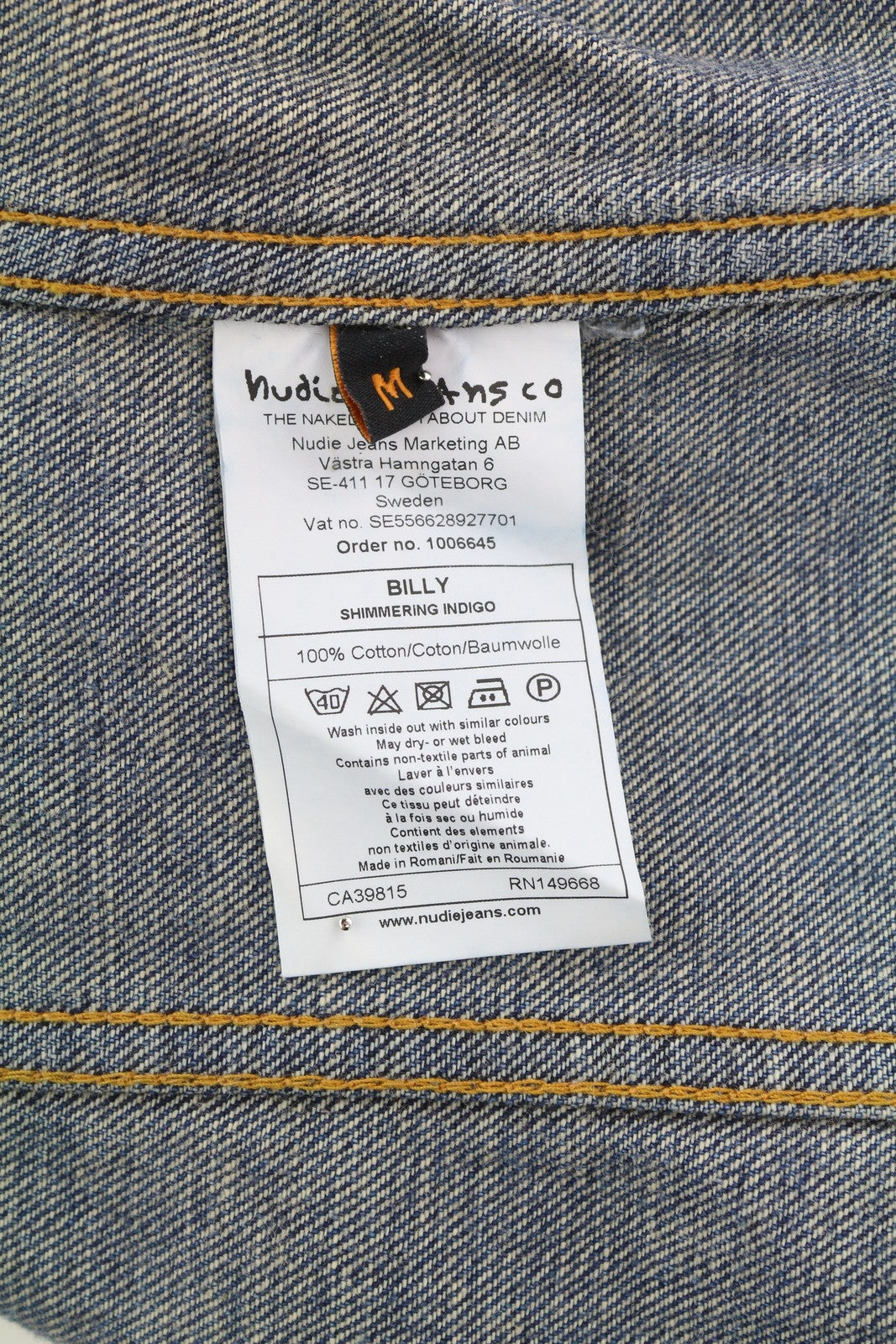 NUDIE JEANS Billy Men Jacket M Shimmering Indigo Ripped Denim Button-Up Faded