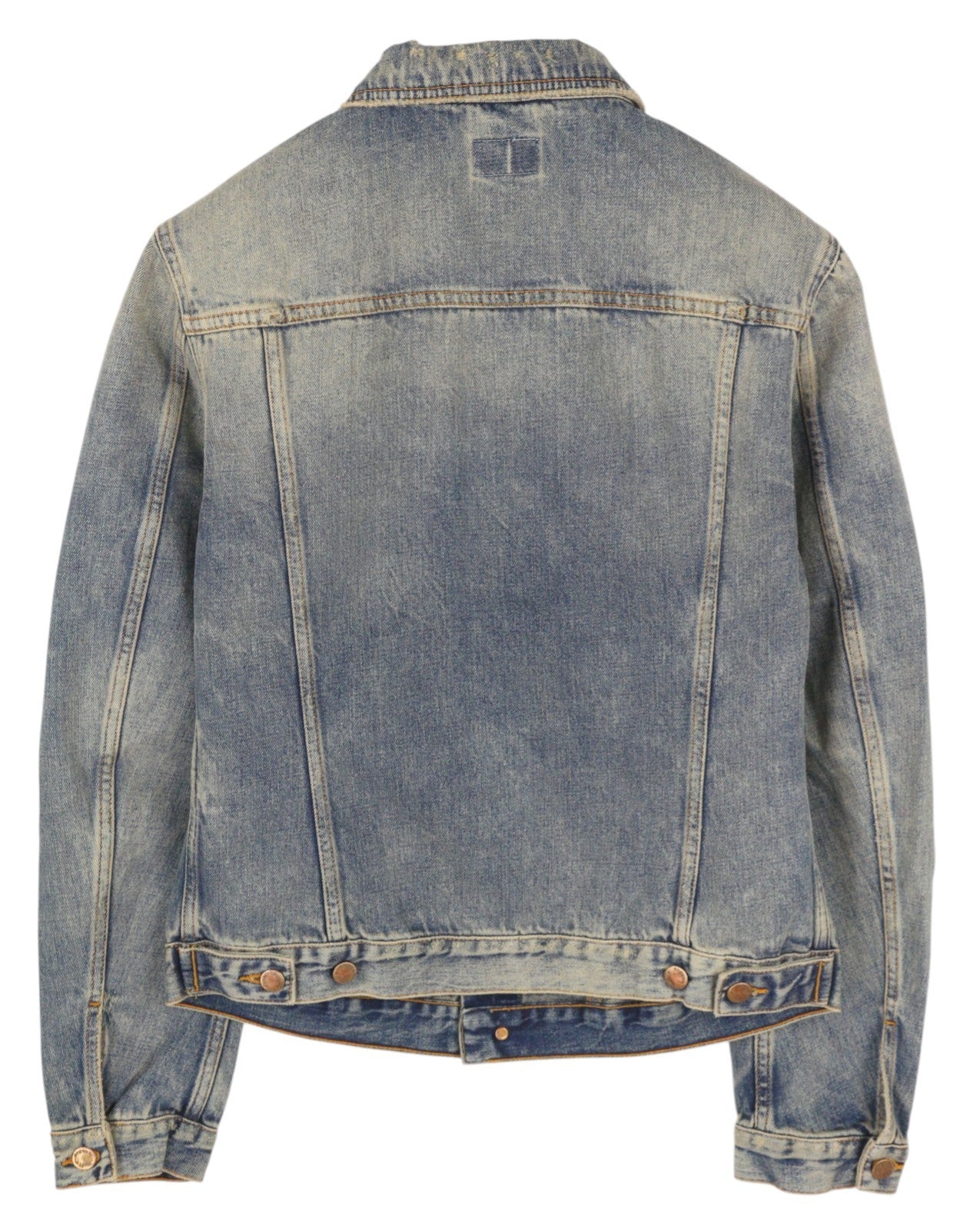 NUDIE JEANS Billy Men Jacket M Shimmering Indigo Washed Denim Ripped Distress