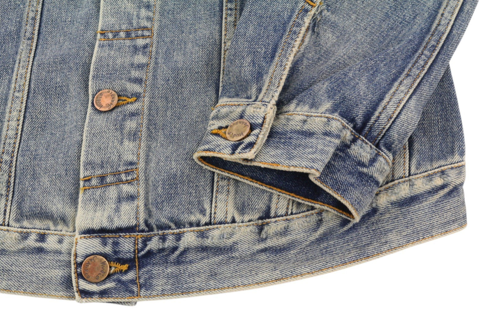 NUDIE JEANS Billy Men Jacket M Shimmering Indigo Washed Denim Ripped Distress