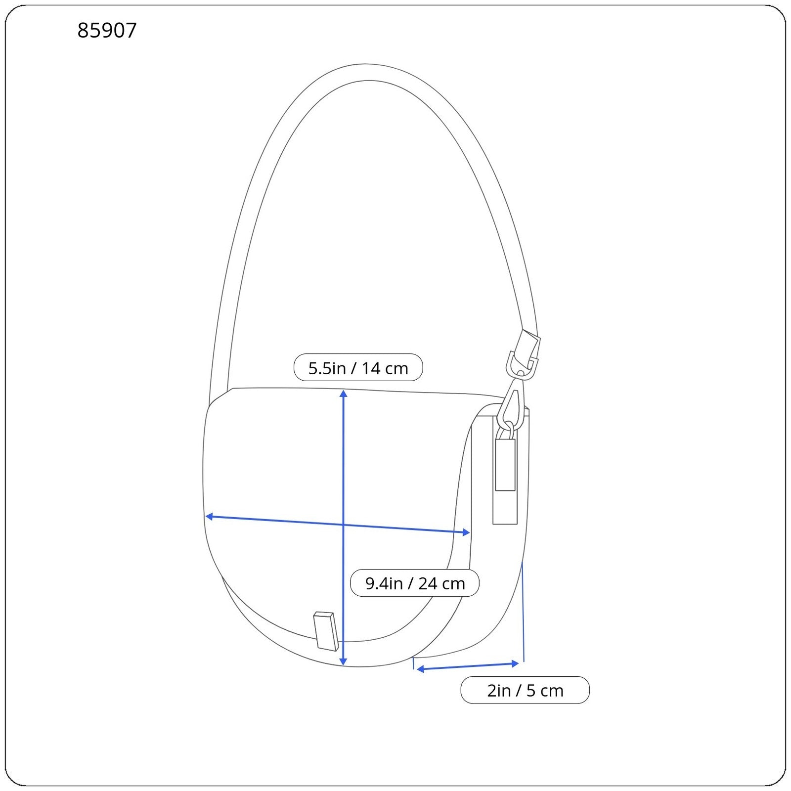 O BAG Venice Women Bag OS Light Blue Waterproof Half Moon Design Logo Casual