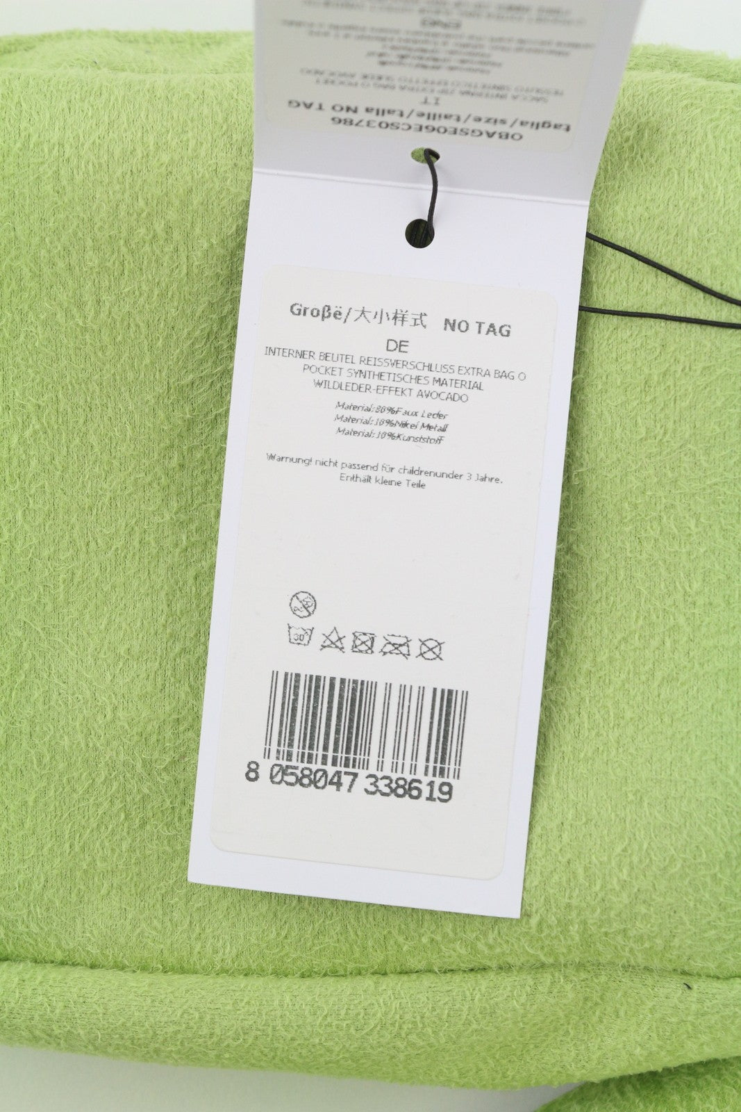 O BAG Extra Pocket Women Bag OS Green Faux Suede Silver Chain Crossbody