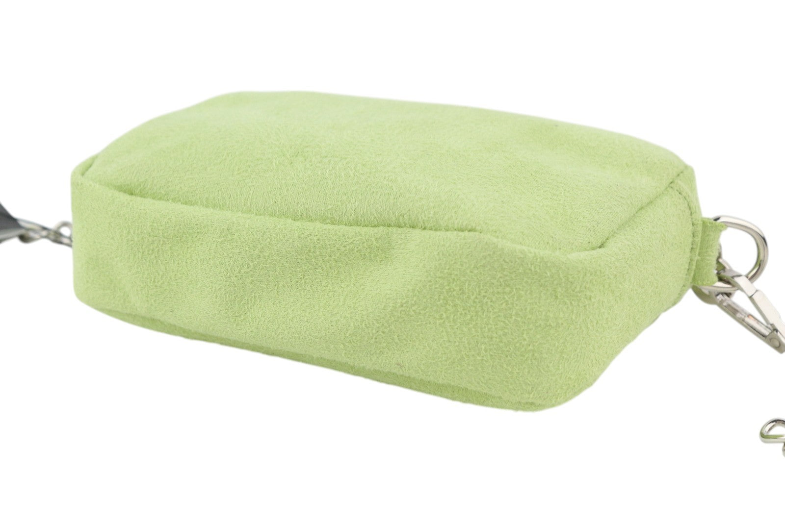 O BAG Extra Pocket Women Bag OS Green Faux Suede Silver Chain Crossbody