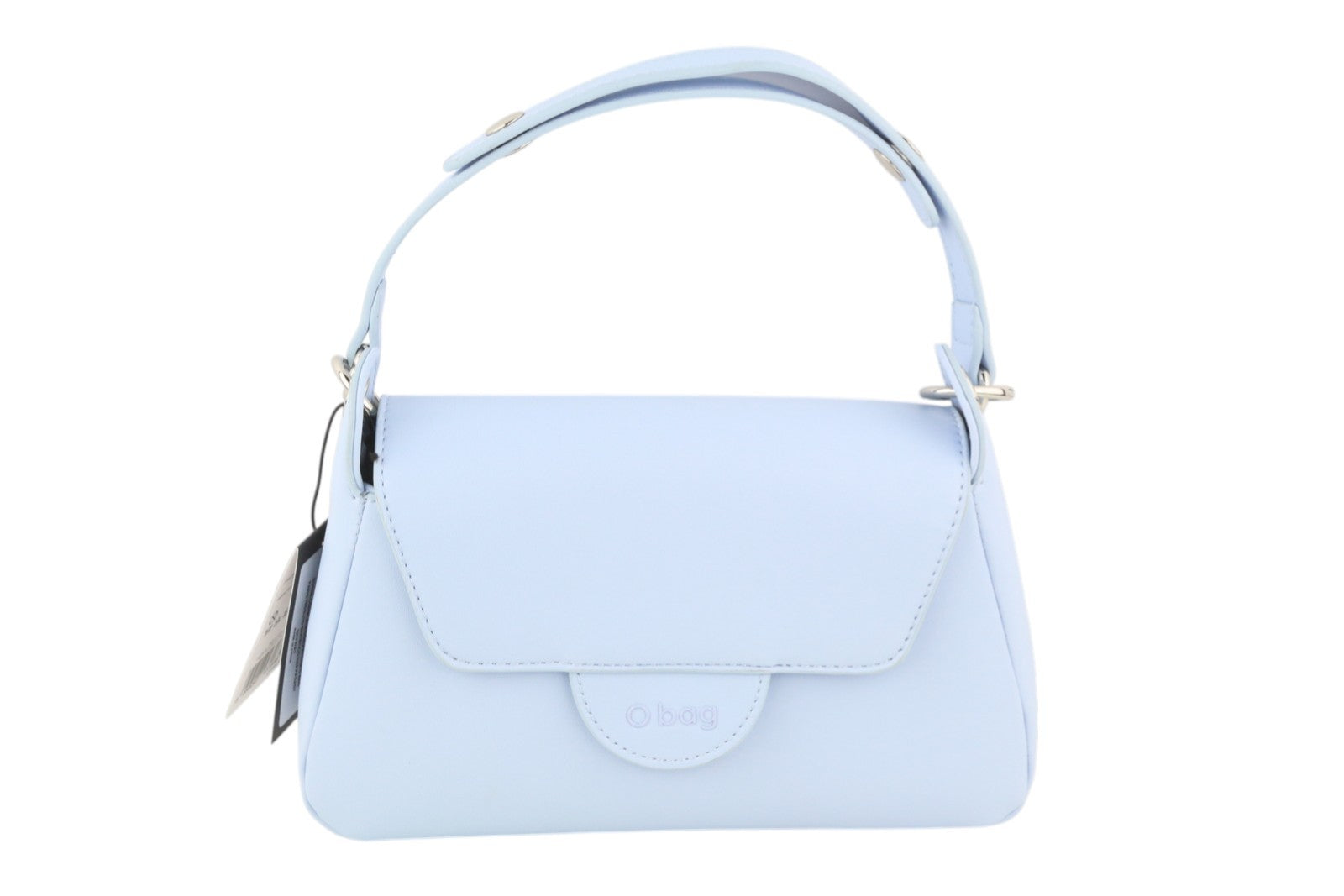 O BAG Con Pattina Women Bag OS Light Blue Lined Logo Square Crossbody Baguette