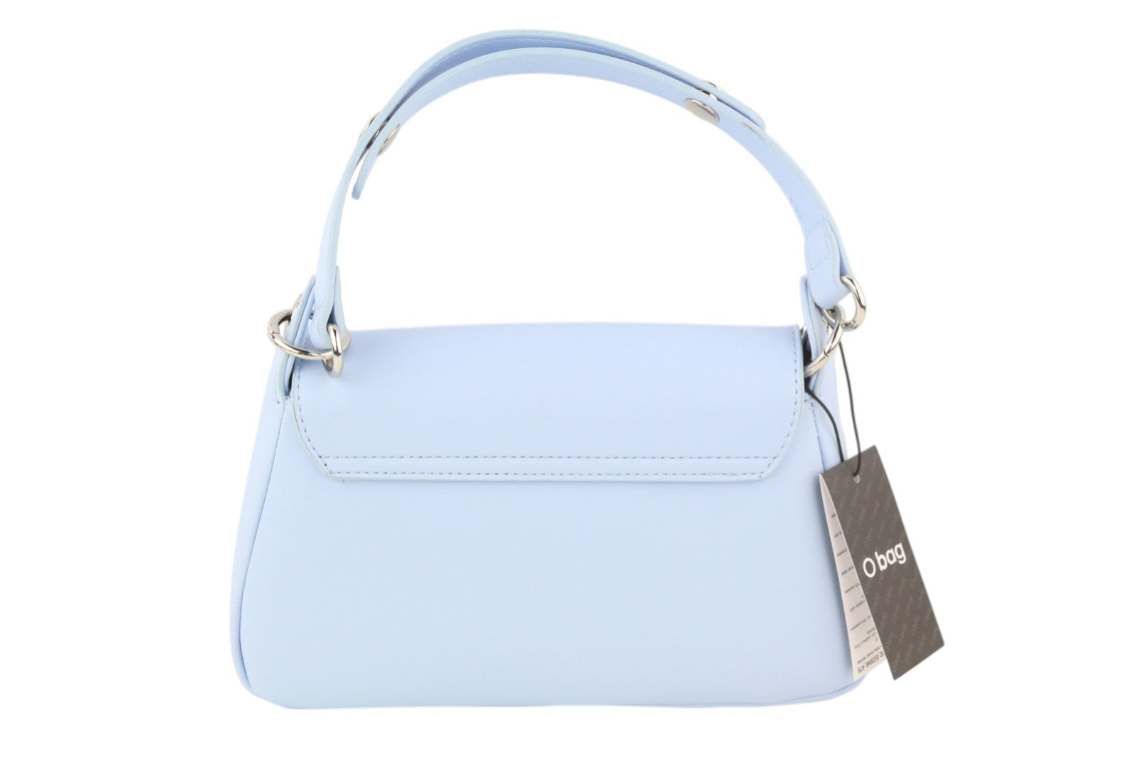 O BAG Con Pattina Women Bag OS Light Blue Lined Logo Square Crossbody Baguette