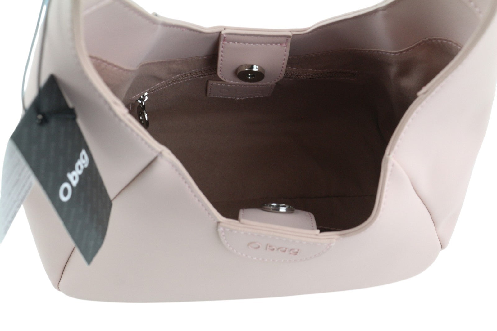 O BAG Ginevra Women Bag OS Light Pink Lined Hobo Crossbody Magnetic Closure