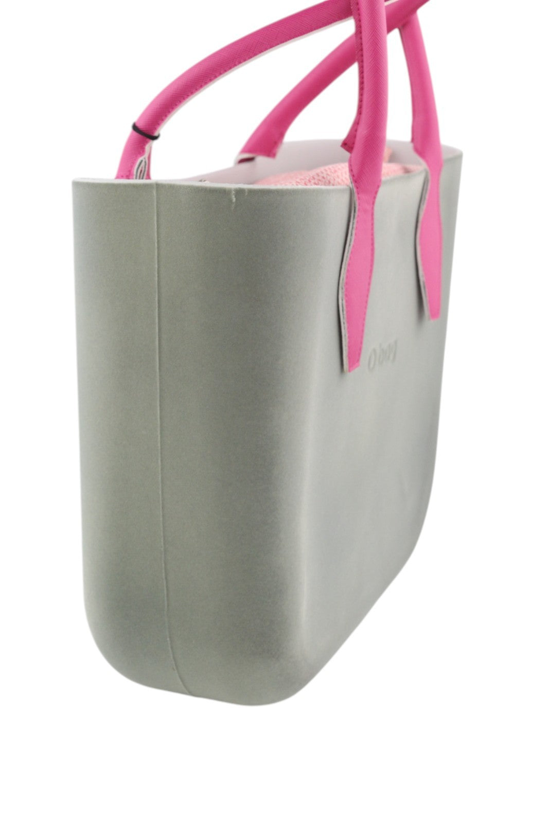 O BAG Women Bag OS Grey Soft Inner Zip Pouch Double Handle Square Logo
