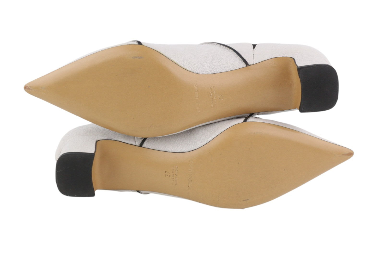 EMPORIO ARMANI X3M311 Women Shoes EU37 White Leather Pointed Toe Heeled Ankle